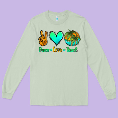 Peace Love Beach Long Sleeve Tee Designed By Jasminsmagicworld