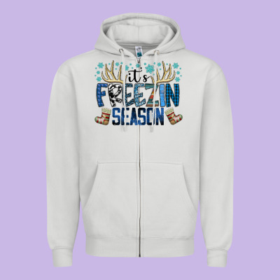 Freezin Season Zipper Hoodie Designed By Sublimationcraftshop