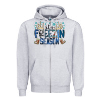 Heather Grey freezin season Zipper Hoodie - SublimationCraftShop