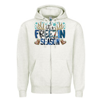 Oatmeal Heather freezin season Zipper Hoodie - SublimationCraftShop