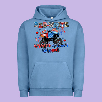 Red White Wroom Wroom Wroom Urban Hoodie Designed By Adodesignshop