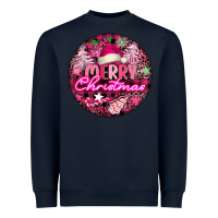 Navy pink merry christmas Heavyweight Sweatshirt - FaDigitalArtStudio