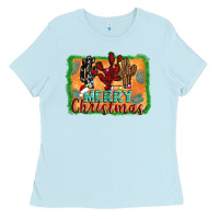 Baby Blue merry christmas cactus Ladies Tee - Jasminsmagicworld