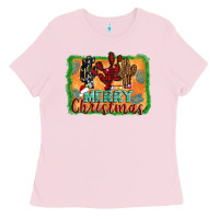 Bubblegum Pink merry christmas cactus Ladies Tee - Jasminsmagicworld