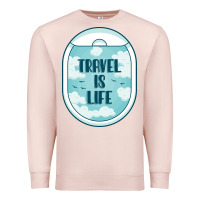 Pale Pink Travel Is Life Funny Traveling Gift Premium Sweatshirt - minhPixels