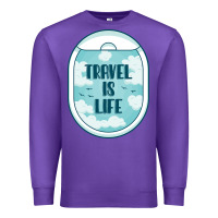 Purple Travel Is Life Funny Traveling Gift Premium Sweatshirt - minhPixels