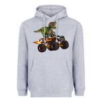 Heather Grey monster truck and t rex dinosaur Heavyweight Hoodie - Artiststas