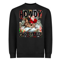 Black Howdy Christmas Rodeo Santa Heavyweight Sweatshirt - FaDigitalArtStudio