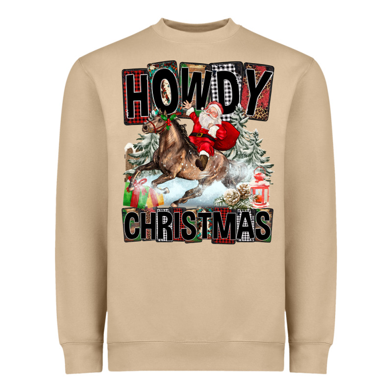 Howdy Christmas Rodeo Santa Heavyweight Sweatshirt by FaDigitalArtStudio | Teevron