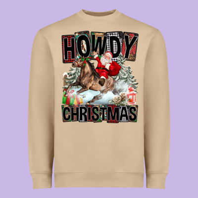 Howdy Christmas Rodeo Santa Heavyweight Sweatshirt Designed By Fadigitalartstudio