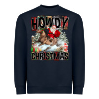 Navy Howdy Christmas Rodeo Santa Heavyweight Sweatshirt - FaDigitalArtStudio