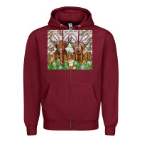 Burgundy easter cow Zipper Hoodie - CowhideDigitalArt