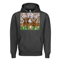 Charcoal Heather easter cow Zipper Hoodie - CowhideDigitalArt
