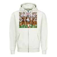 Oatmeal Heather easter cow Zipper Hoodie - CowhideDigitalArt