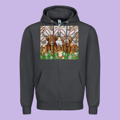 Easter Cow Zipper Hoodie Designed By Cowhidedigitalart