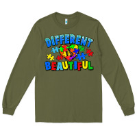 Army Green Different is beautiful Autism Long Sleeve Tee - CowGirlArtShop