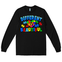 Black Different is beautiful Autism Long Sleeve Tee - CowGirlArtShop
