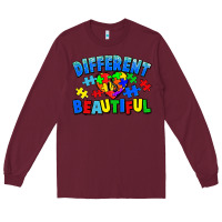 Burgundy Different is beautiful Autism Long Sleeve Tee - CowGirlArtShop