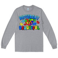 Heather Grey Different is beautiful Autism Long Sleeve Tee - CowGirlArtShop