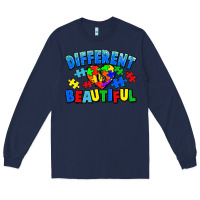Navy Different is beautiful Autism Long Sleeve Tee - CowGirlArtShop