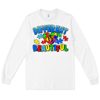 White Different is beautiful Autism Long Sleeve Tee - CowGirlArtShop