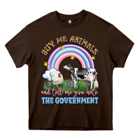 Chocolate Brown buy me animals and tell me you hate the government Heavy Core Tee - LillyAllenDesigns