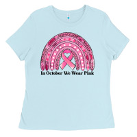 Baby Blue in october we wear pink breast cancer awareness rainbow Ladies Tee - Jasminsmagicworld