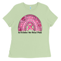 Matcha in october we wear pink breast cancer awareness rainbow Ladies Tee - Jasminsmagicworld