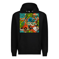 Black western cactus aztec seamless pattern Premium Hoodie - BundleAndBundleShop