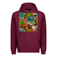 Burgundy western cactus aztec seamless pattern Premium Hoodie - BundleAndBundleShop