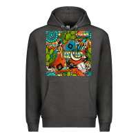 Charcoal Heather western cactus aztec seamless pattern Premium Hoodie - BundleAndBundleShop