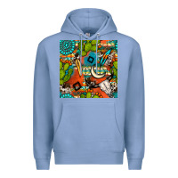 Colony Blue western cactus aztec seamless pattern Premium Hoodie - BundleAndBundleShop