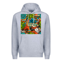 Heather Grey western cactus aztec seamless pattern Premium Hoodie - BundleAndBundleShop
