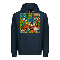 Navy western cactus aztec seamless pattern Premium Hoodie - BundleAndBundleShop