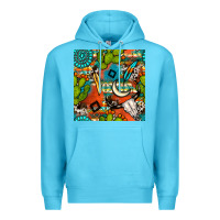 Ocean Blue western cactus aztec seamless pattern Premium Hoodie - BundleAndBundleShop