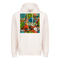 Pale Pink western cactus aztec seamless pattern Premium Hoodie - BundleAndBundleShop