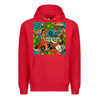 Red western cactus aztec seamless pattern Premium Hoodie - BundleAndBundleShop