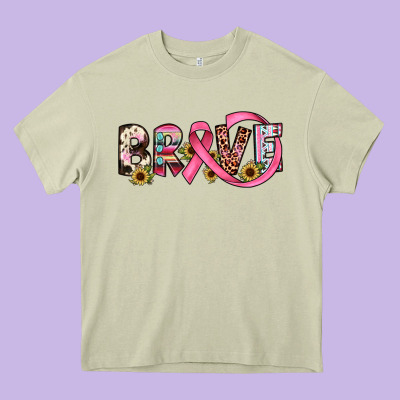 Brave Cancer Awareness Ribbon Heavy Core Tee Designed By Jahusdesignshop