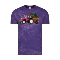 Cloud Purple Pink Christmas Farm Tractor Vintage Tee - RanaPortraitStore