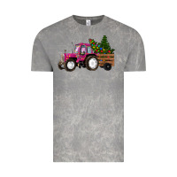 Cloud Rock Pink Christmas Farm Tractor Vintage Tee - RanaPortraitStore
