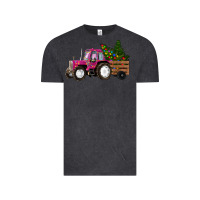 Pink Christmas Farm Tractor Vintage Tee | Teevron