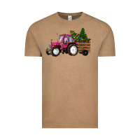 Vintage Coffee Pink Christmas Farm Tractor Vintage Tee - RanaPortraitStore