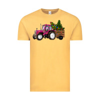 Vintage Mustard Pink Christmas Farm Tractor Vintage Tee - RanaPortraitStore