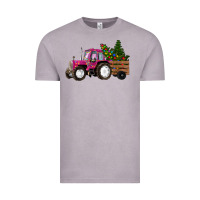 Vintage Zinc Pink Christmas Farm Tractor Vintage Tee - RanaPortraitStore