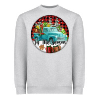Heather Grey Tis The Season Truck Heavyweight Sweatshirt - FaDigitalArtStudio