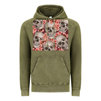 Vintage Olive skulls and flowers Vintage Hoodie - TumblerDesignByShophia