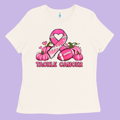 Tackle Cancer Pumpkins Football And Ribbon Breast Cancer Awareness Ladies Tee Designed By Jasminsmagicworld