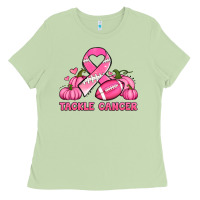 Matcha tackle cancer pumpkins football and ribbon breast cancer awareness Ladies Tee - Jasminsmagicworld