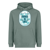 Sage Travel Is Life Funny Traveling Gift Heavyweight Hoodie - minhPixels