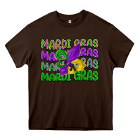 Chocolate Brown mardi gras with fleur de lis Heavy Core Tee - LillyAllenDesigns